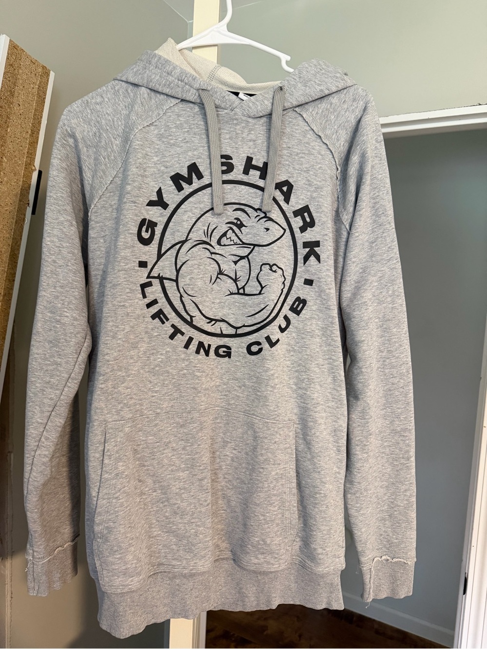 Gymshark Light Gray Lifting Club Hoodie with Black Logo